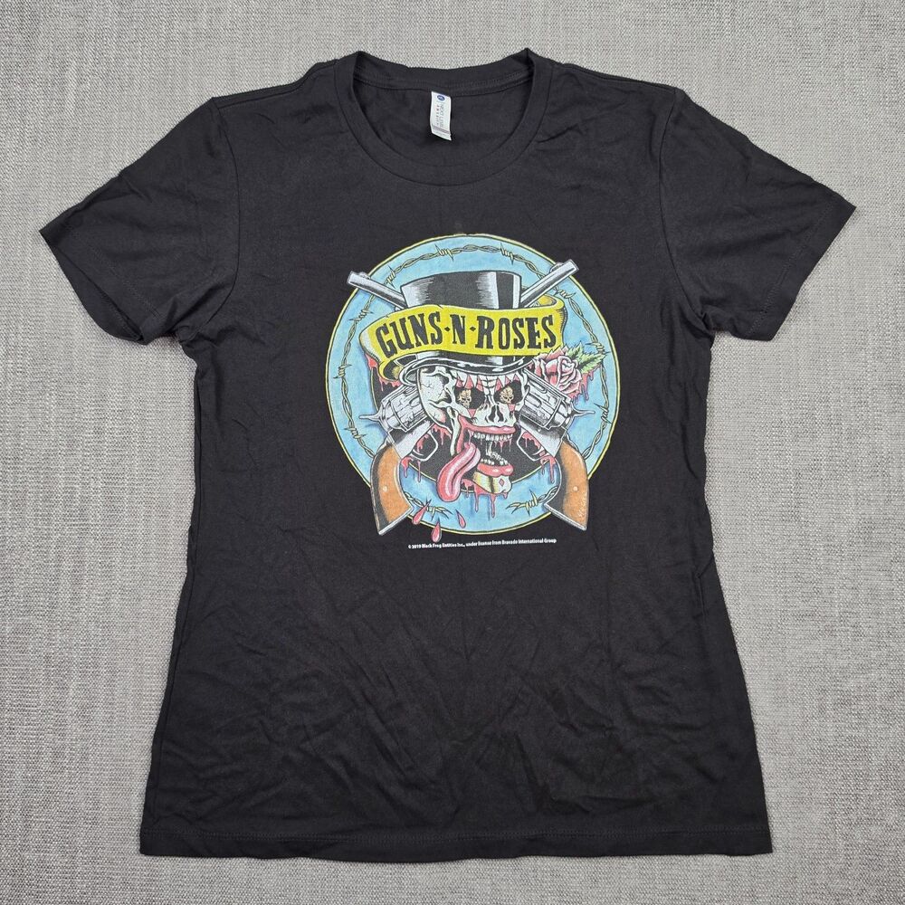 Guns N Roses Shirt Large Womens Black Top Hat Graphic Tee Short Sleeve Cotton